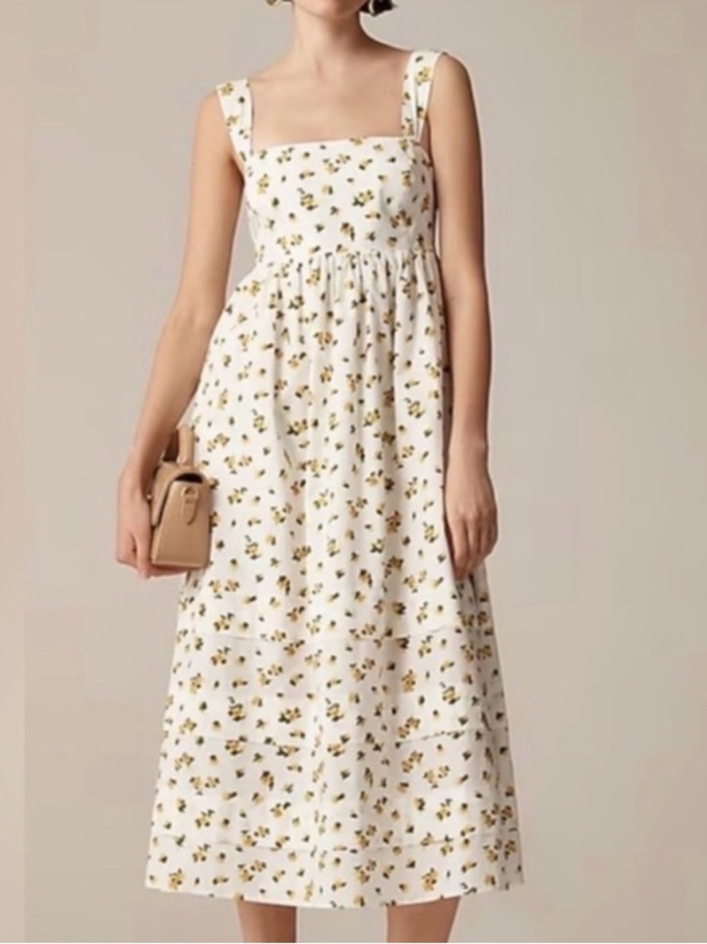 J.Crew Squareneck midi dress in budding rose print